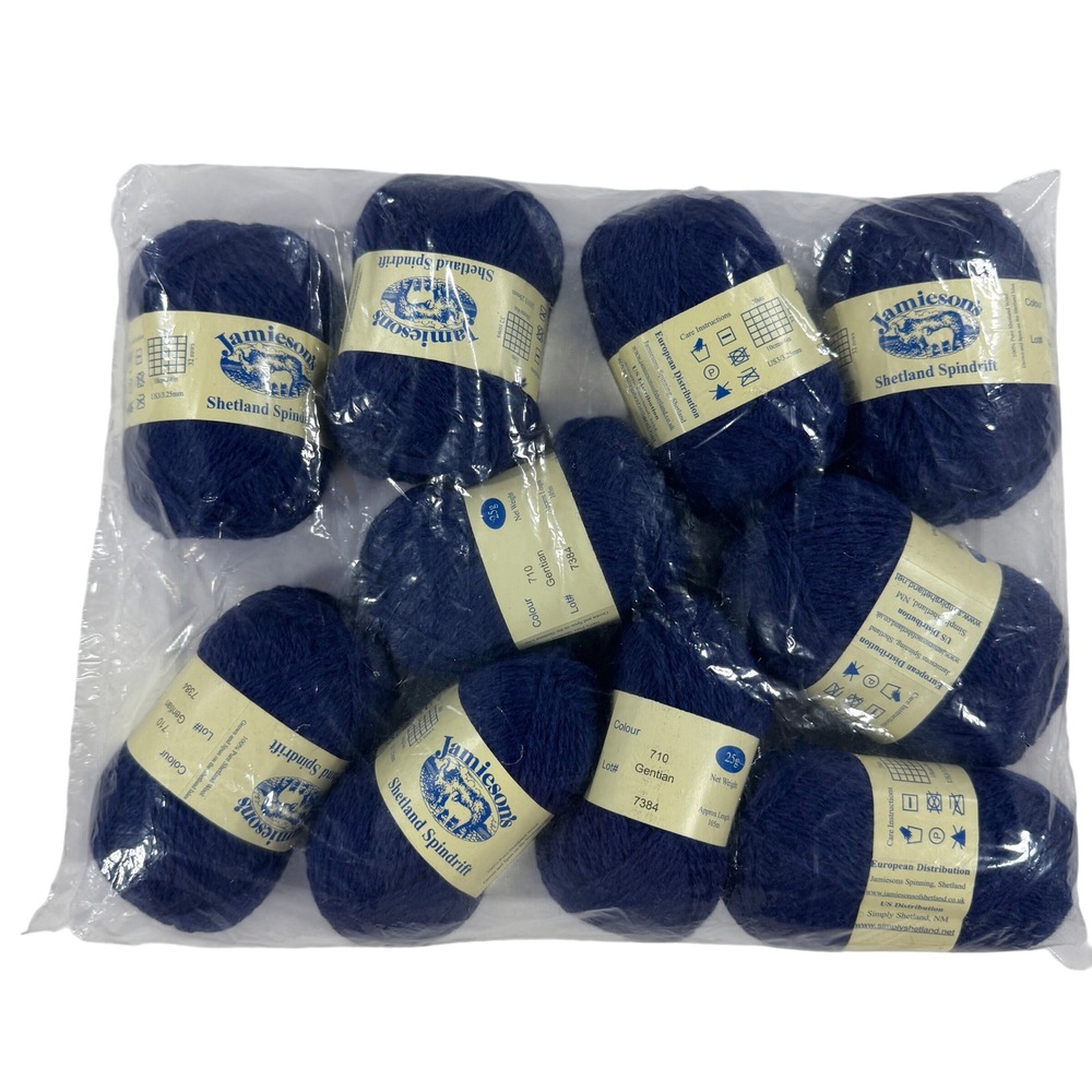 Jamieson's Shetland Spindrift Wool Yarn 10 Skeins Gentian 710 Lot 7384 25g 105m
